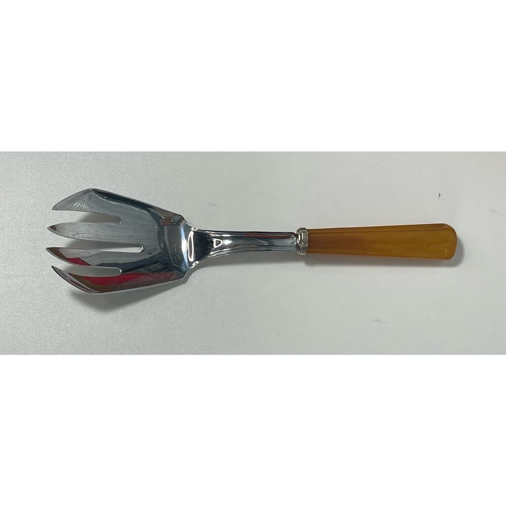 Vtg Lucite Fork Vegetable Servers Mid Century Butterscotch Color MCM